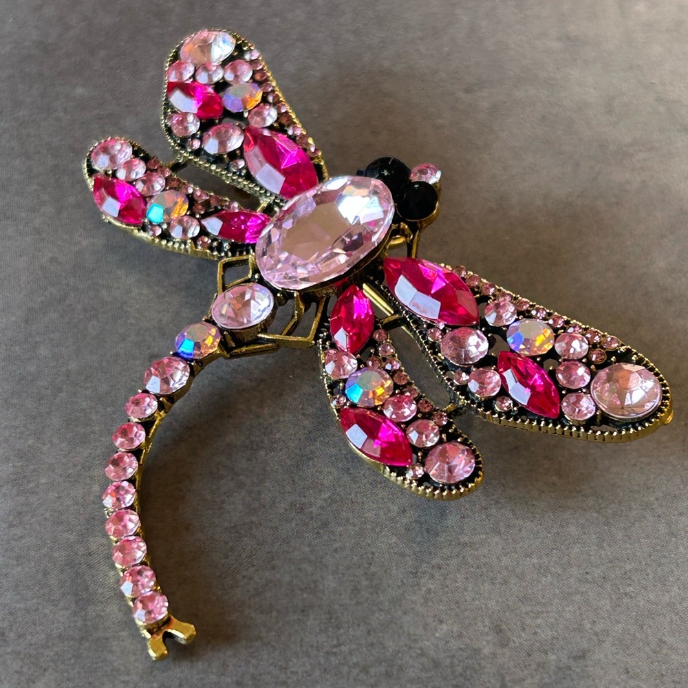 Vintage Kenneth Jay Lane Pink Dragonfly Brooch/Necklace